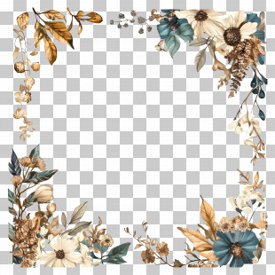 Bohemian Frame - Decorative Floral-Themed Frame PNG