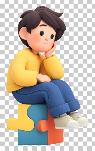 Boy Finding Solution - Boy Sitting On Puzzle Piece PNG