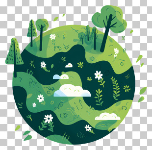 Green Eco Earth - Green Earth With Trees And Flowers PNG