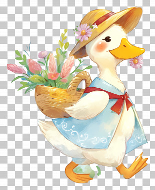 Spring Duck - Duck Carrying Flowers In Spring PNG