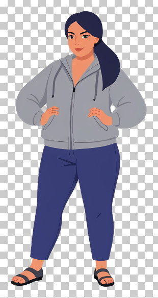 Woman Full Body - Casual Woman In Grey Hoodie PNG