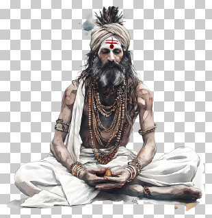 Sadhu - Meditating Sage In Traditional Attire PNG