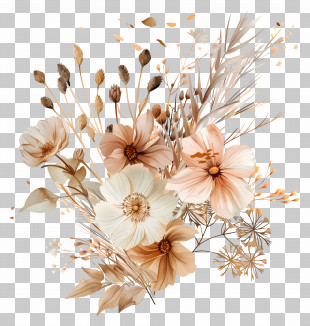 Dried Flowers - Rustic Autumn Flower Bouquet Illustration PNG