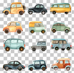 Car - Vintage Watercolor Cars In Artistic Collection PNG