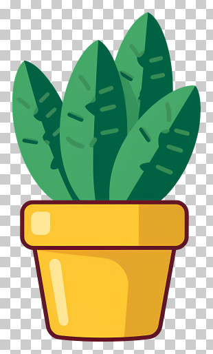 Plant - Cartoon Potted Plant With Green Leaves PNG