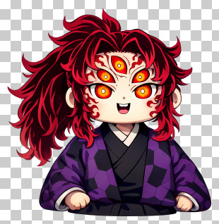 Kokushibo - Red Multi-Eyed Demon Chibi PNG