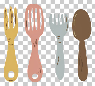 Wooden Spoons - Colorful Cutlery Set PNG