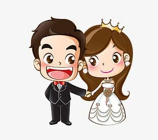 Cartoon Bride And Groom PNG
