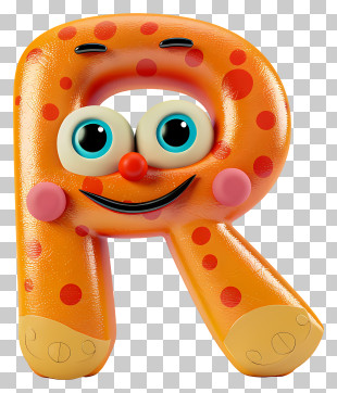3d Cartoon Alphabet Letter - Smiling Orange Letter R PNG