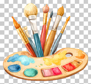 Cute Art Painting Palette - Paint Brushes And Palette For Art Concept PNG