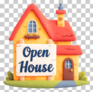 Open House - Open House Sign On Building PNG