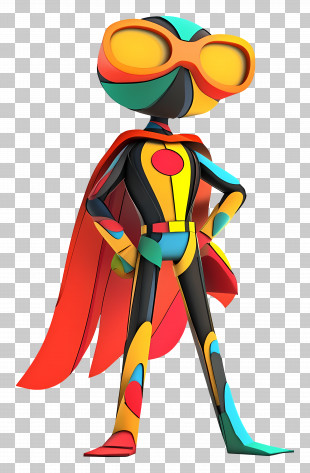 Cartoon Superhero - Colorful Superhero Cartoon Character PNG