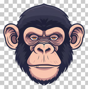 Monkey Head - Chimpanzee Face Illustration PNG