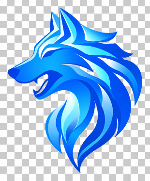 Wolf Head - Blue Wolf Illustration With Graphic Design PNG