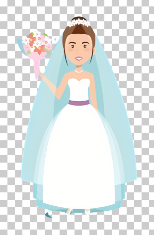 Cartoon Bride - Bride In Wedding Dress For Special Day PNG