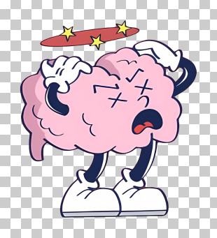 Cartoon Brain - Dizzy Brain With Stars PNG
