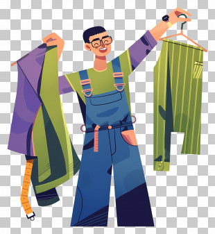 Man Holding Clothes - Fashion Designer Showcasing New Clothes PNG