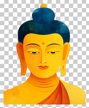 Buddha Shakyamuni - Buddha Illustration With Peaceful Expression PNG
