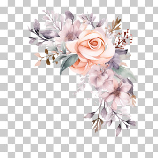 Wedding Flower - Floral Corner Ornament With Roses And Flowers PNG