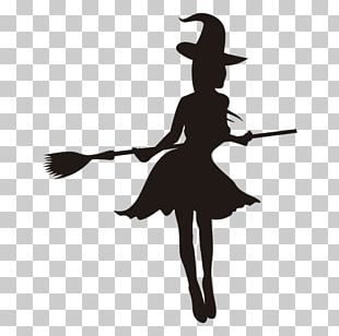 Witchcraft Black And White Silhouette Png, Clipart, Animals, Art 