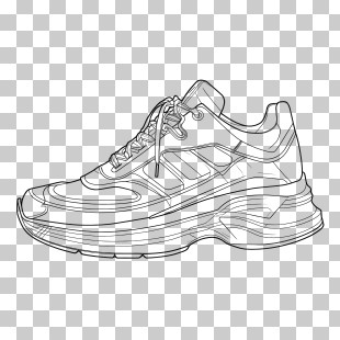 Sketch Sneakers - Sports Shoe Line Drawing Concept PNG