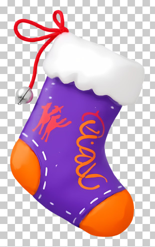 Christmas Stocking - Purple Christmas Stocking With Orange Accents PNG