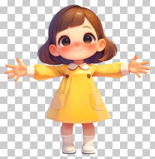 Girl With Hands Outstretched - Joyful Little Girl PNG