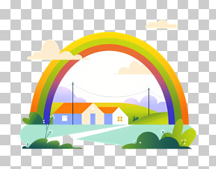 House - Rainbow Over Houses PNG