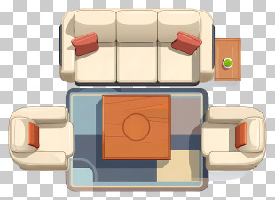 Top-Down Living Room Layout PNG