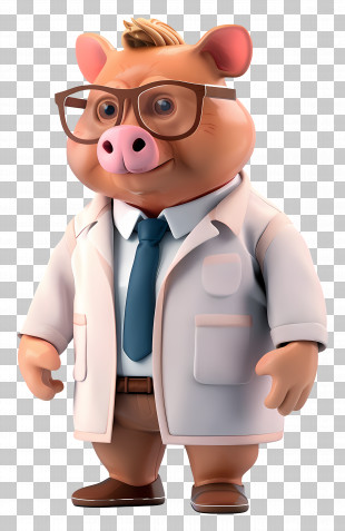 Animal - Pig Character In Doctor Outfit PNG