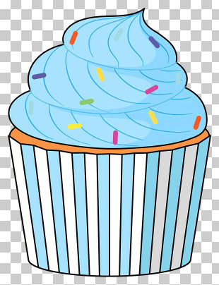 Cupcake - Blue Frosted Cupcake With Sprinkles PNG