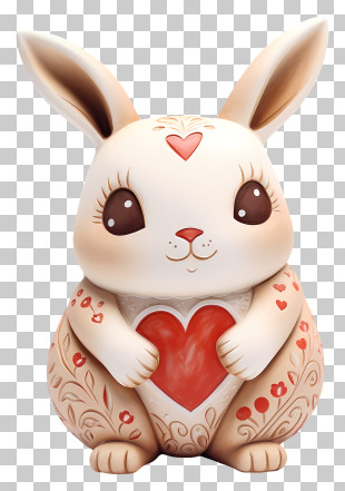 Rabbit - Cute Bunny Holding A Heart PNG