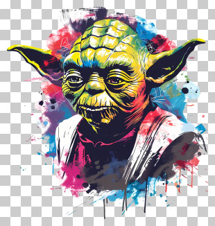 Star Wars - Abstract Artistic Design Of An Elderly Alien In Colors PNG