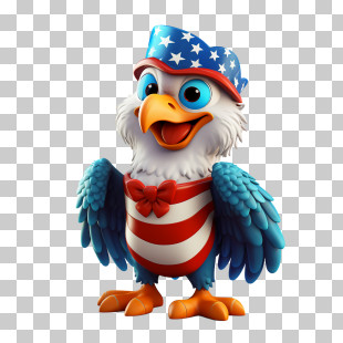 Us Independence Day
 - Cartoon Eagle In Patriotic Outfit For Independence Day PNG