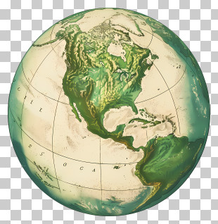 Globe - Earth Map Illustration With Detailed Topography PNG