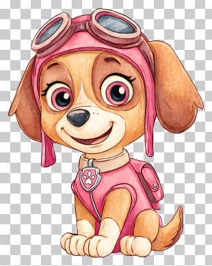 Paw Patrol - Watercolor Puppy With Goggles PNG
