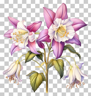 Bouquet - Pink And White Fuchsia Flowers Closeup PNG