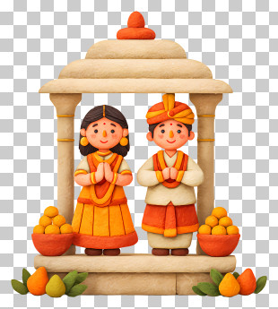 Akshaya Tritiya Festival - Traditional Couple In Temple Setting PNG