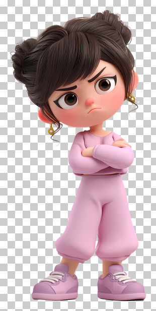 Angry Cartoon Girl Pose PNG