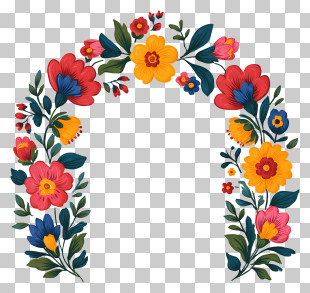 Beautiful Floral Arch - Colorful Floral Arch With Leaves PNG