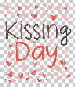 Love - Kissing Day Celebration With Hearts PNG