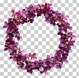 Flowers Circle - Purple Flower Wreath With Soft Petals PNG