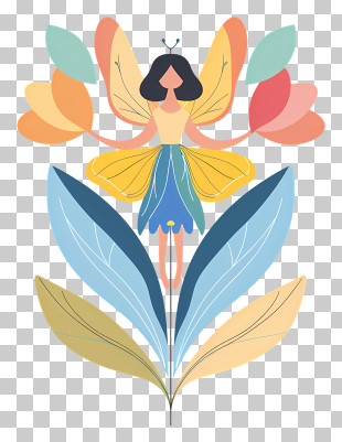 Flower Fairy - Colorful Fairy With Wings Illustration PNG