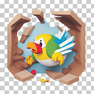 Flappy Bird
 - Colorful Cartoon Bird Breaking Through Wall PNG