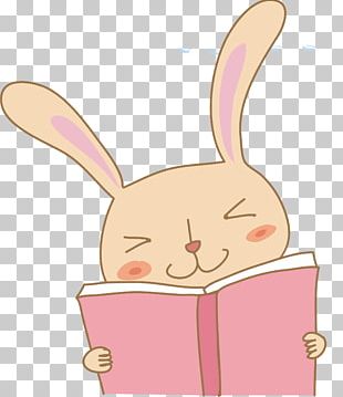bunny reading a book clipart