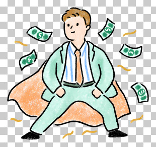 Businessman In Superhero Pose - Money Hero Celebrating Success PNG