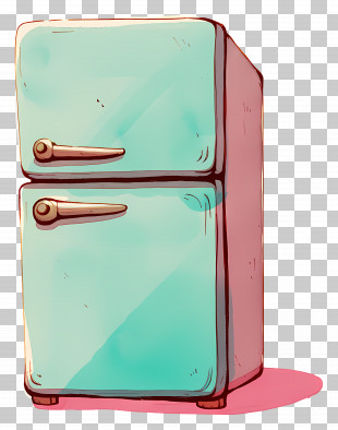 Cartoon Refrigerator - Vintage Blue Refrigerator Illustration PNG
