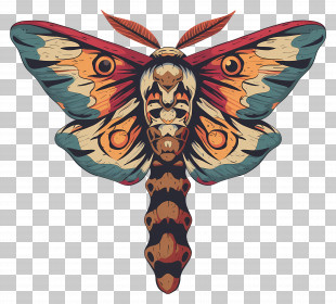 Moth Tattoo - Colorful Moth Illustration PNG