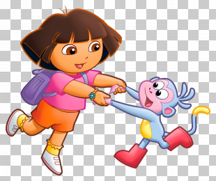 Dora The Explorer - Dora And Boots Playing Together PNG