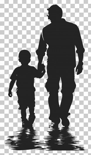 Father And Son Silhouette - Heartwarming Silhouette Of Father And Child Holding Hands PNG